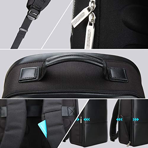 BOPAI Negocios Mochila Portatil 15.6 Pulgadas Mochila de Hombre Antirobo con Puerto de Carga USB Ciudad Bolsa de para Macbook Resistente al Agua Mochila para Portátil Negro