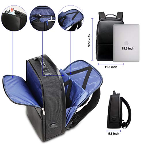 BOPAI Negocios Mochila Portatil 15.6 Pulgadas Mochila de Hombre Antirobo con Puerto de Carga USB Ciudad Bolsa de para Macbook Resistente al Agua Mochila para Portátil Negro