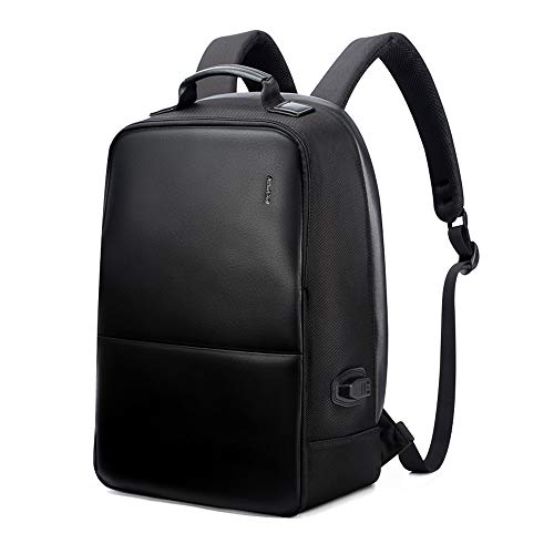 BOPAI Negocios Mochila Portatil 15.6 Pulgadas Mochila de Hombre Antirobo con Puerto de Carga USB Ciudad Bolsa de para Macbook Resistente al Agua Mochila para Portátil Negro