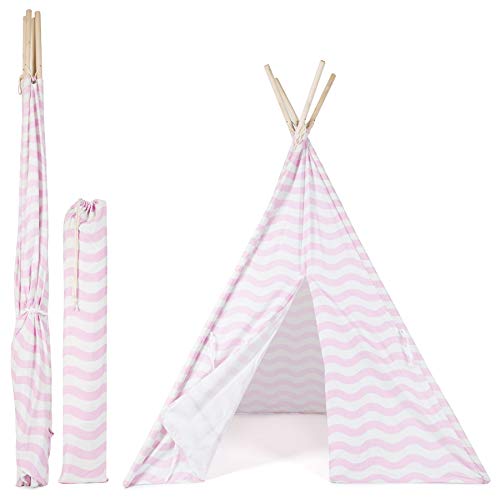 boppi Tipi Tienda Infantil Grande De Juego para Jardin O Interior De Madera Y Lona- Rosa