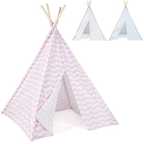 boppi Tipi Tienda Infantil Grande De Juego para Jardin O Interior De Madera Y Lona- Rosa