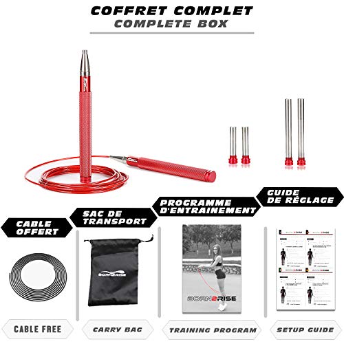 Born2Rise™ Comba para Saltar Empuñaduras de Aluminio Crossfit, Boxe, Fitness