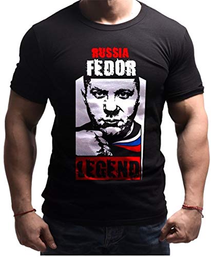 Bornlion, Camiseta de manga corta para hombre, 100% algodón, logo Fеdоr-Legend, FE III, camiseta para fans de artes marciales, ropa deportiva online, ideal para regalar Negro
 XXXL