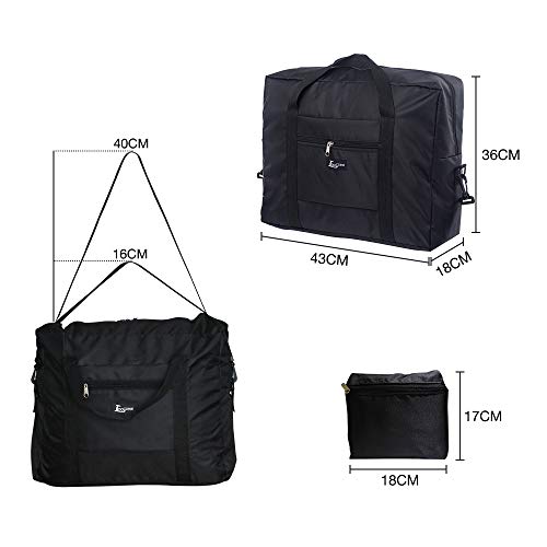 Borsone da viaggio pieghevole QWOO Borsa da viaggio impermeabile Borsa da viaggio leggera Borsa da viaggio Tote da trasportare per Sport, Palestra, vacanze (Negro)