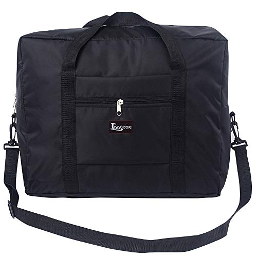 Borsone da viaggio pieghevole QWOO Borsa da viaggio impermeabile Borsa da viaggio leggera Borsa da viaggio Tote da trasportare per Sport, Palestra, vacanze (Negro)