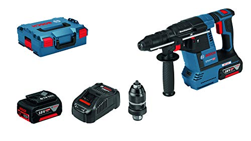 Bosch Professional GBH 18V-26 F - Martillo perforador combinado a batería (2 baterías x 5,0 Ah, 18V, 2,6 J, Ø máx. hormigón 26 mm, SDS plus, en L-BOXX)