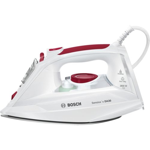 Bosch Sensixx DA30 TDA302801W - Plancha de vapor, 2800 W, color blanco y Rojo