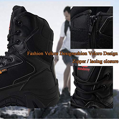 Botas tácticas Militares Impermeables ailishabroy para Hombre Army Jungle Boots TAC Side Zip Zapatillas de Deporte（Negro 43）