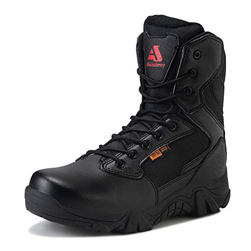 Botas tácticas Militares Impermeables ailishabroy para Hombre Army Jungle Boots TAC Side Zip Zapatillas de Deporte（Negro 43）