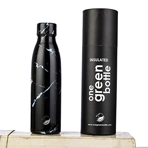 Botella de agua isotérmica Nero Marble de 500 ml, aislada al vacío, de acero inoxidable, 24 horas de calor, 12 horas, para deportes al aire libre, fitness, camping, picnic, yoga, metal