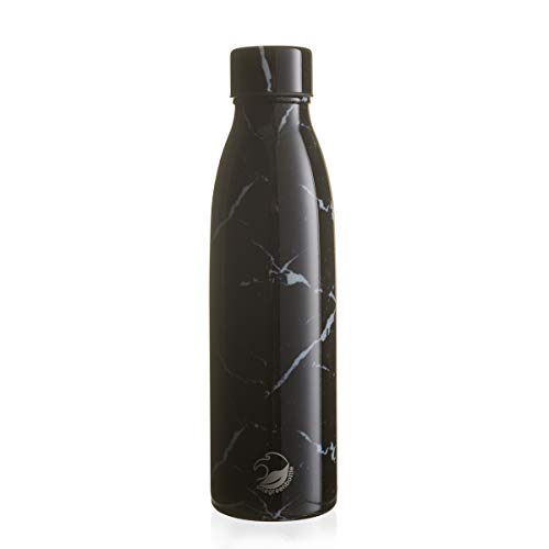Botella de agua isotérmica Nero Marble de 500 ml, aislada al vacío, de acero inoxidable, 24 horas de calor, 12 horas, para deportes al aire libre, fitness, camping, picnic, yoga, metal
