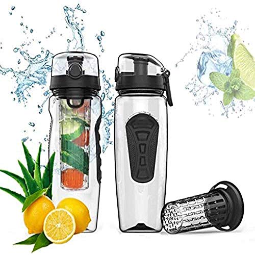 Botella de agua para infusor de frutas, mezcla de bebidas selladas, a prueba de fugas, junta tórica fuerte, mango doble antideslizante, gran resistencia al impacto, para senderismo, oficina de camping