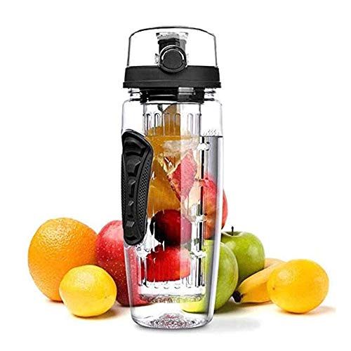 Botella de agua para infusor de frutas, mezcla de bebidas selladas, a prueba de fugas, junta tórica fuerte, mango doble antideslizante, gran resistencia al impacto, para senderismo, oficina de camping