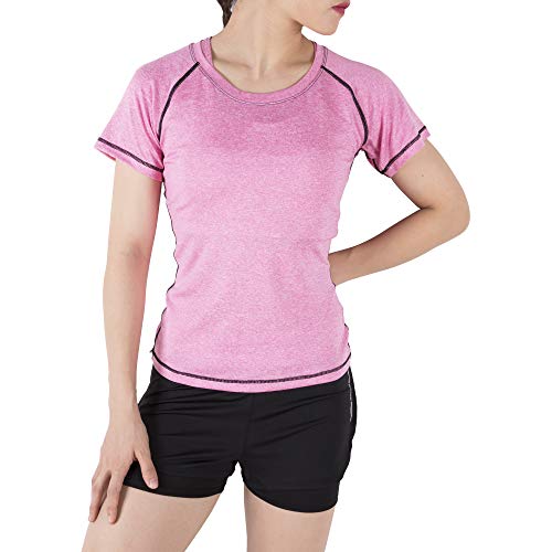 BOTRE 5 Piezas Conjuntos Deportivos para Mujer Chándales Ropa de Correr Yoga Fitness Tenis Suave Transpirable Cómodo (Rosa, S)