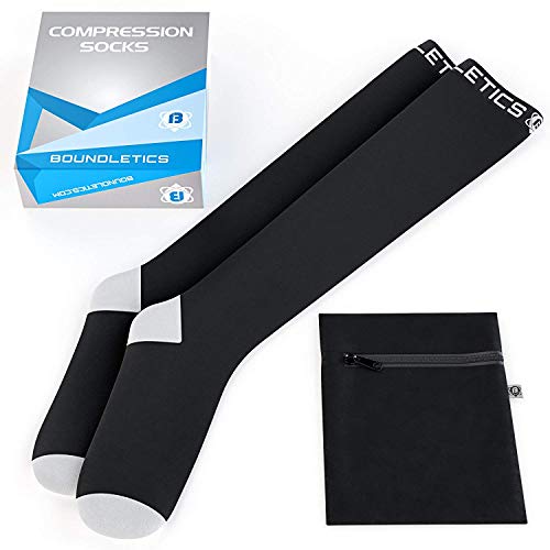 Boundletics Calcetines De Compresión Fitness, Correr, Viajar/Utilizar en Aviones - Ideales Medias de Compresión para Deporte de Hombres y Mujeres - Mejoran Circulación Sanguínea (S/M)