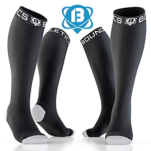 Boundletics Calcetines De Compresión Fitness, Correr, Viajar/Utilizar en Aviones - Ideales Medias de Compresión para Deporte de Hombres y Mujeres - Mejoran Circulación Sanguínea (S/M)