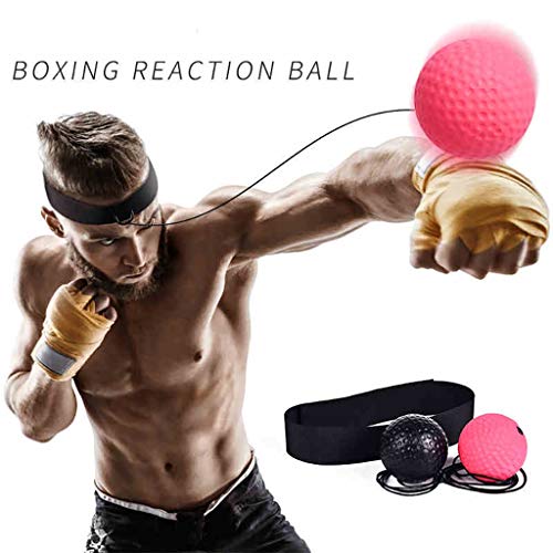 Boxeo reflejo de la bola, la bola de velocidad entrenamiento del boxeo portátil con diadema, 2 niveles de velocidad de entrenamiento perfecto for mejorar Reacciones velocidad, agilidad, Puñetazo Veloc