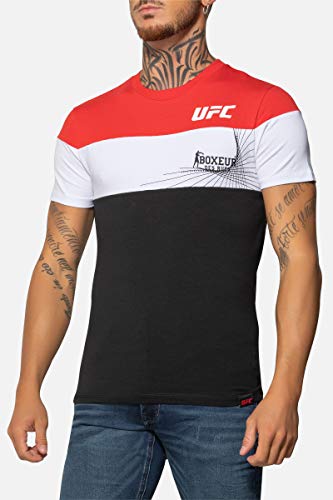 Boxeur des rues - UFC Basic Round Neck T Shirt with Contrast Details In Different Color, Man