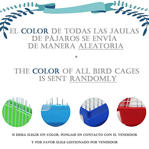BPS Jaula Pájaros Metal con Comedero Bebedero Columpio Saltador Cubeta 30 x 23 x 39 cm Color al Azar  BPS-1164
