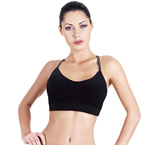 BQTQ 5 Piezas Sujetador de Camisola con Tirantes Bralette Sin Aros para Mujer, 5 Colores (Negro, Blanco, Gris, Beige, Azul Marino, M)