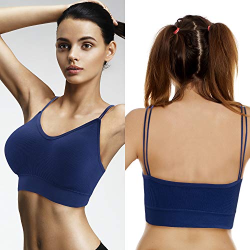 BQTQ 5 Piezas Sujetador de Camisola con Tirantes Bralette Sin Aros para Mujer, 5 Colores (Negro, Blanco, Gris, Beige, Azul Marino, M)