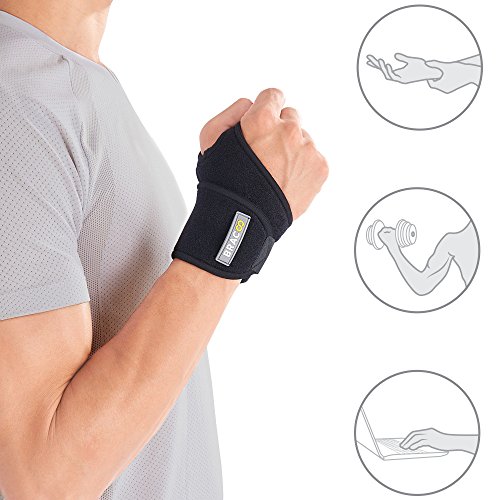 Bracoo WS10 I muñequera de neopreno versátil, totalmente ajustable, para dolor, esguinces, distensiones, inestabilidad articular, tendinitis de muñeca, mano derecha e izquierda