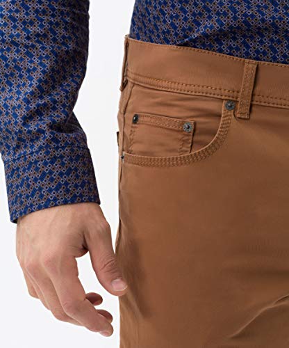 BRAX Cooper Fancy Marathon Supima Flachgewebe Five Pocket Uni Pantalones, Marrón (Caramel 54), W34/L32 (Talla del Fabricante: 34/32) para Hombre