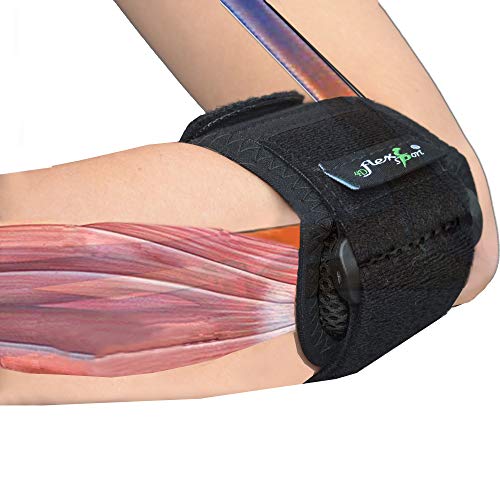 Brazalete para tratamiento del CODO DE TENISTA (Negro) Llevado en Wimbledon. ANTI-SUDOR, HIPOALERGÉNICO libre de Neopreno y Látex, respeta las píelas más delicadas | Talla única | Intercambiable L o R | Nivel de compression adjustable | Unisexo.