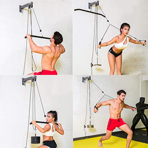 Brazo Blaster, y entrenador de fuerza, brazo bíceps tríceps cable accesorios cuerda de tracción de gimnasio rodillo de muñeca, máquina de entrenamiento montado en la pared sistema de polea de cable