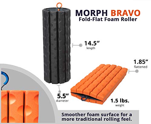 Brazyn Masajeador de Espalda Muscular Plegable y portátil para Masaje de liberación miofascial (Morph Bravo Foam Roller) Puesta del Sol Anaranjada