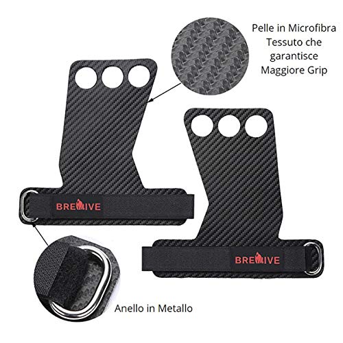 Breive Calleras para Crossfit, Hombre y Mujer, Calistenia, Dominadas, Gym, Guantillas Gymnasia, Barra, Anillas, Pullups, Weight Lifting, Chin Ups, Guantes Gimnasio, Levantamiento de Pesas, 3 Agujeros