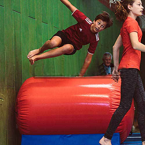 Broccoli Air Track Round Gimnasia Inflable Tumbling Barril de Aire con Bomba de Aire eléctrica para Uso doméstico/Tumble/Gym/Training/Cheerleading,S