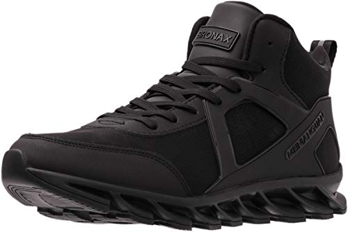 BRONAX Zapatillas Hombres Deporte Running Zapatos para Correr Gimnasio High Top Sneakers Deportivas Transpirables Casual Todo Negro 40EU