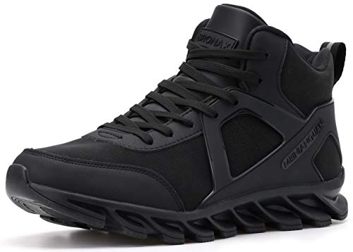 BRONAX Zapatillas Hombres Deporte Running Zapatos para Correr Gimnasio High Top Sneakers Deportivas Transpirables Casual Todo Negro 40EU