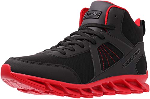 BRONAX Zapatillas Hombres Deporte Running Zapatos para Correr Gimnasio High Top Sneakers Deportivas Transpirables Casual Todo Negro 45EU