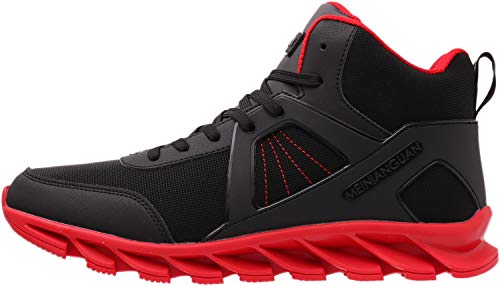 BRONAX Zapatillas Hombres Deporte Running Zapatos para Correr Gimnasio High Top Sneakers Deportivas Transpirables Casual Todo Negro 45EU