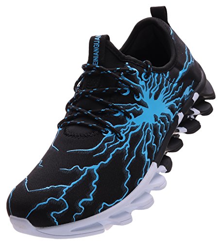BRONAX Zapatos para Correr en Montaña y Asfalto Aire Libre y Deportes Zapatillas de Running Padel para Hombre Negro Azul 44