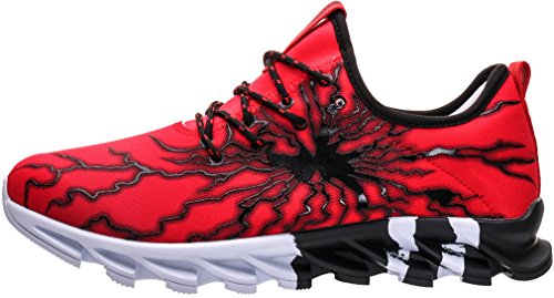 BRONAX Zapatos para Correr en Montaña y Asfalto Aire Libre y Deportes Zapatillas de Running Padel para Hombre Negro Rojo 39