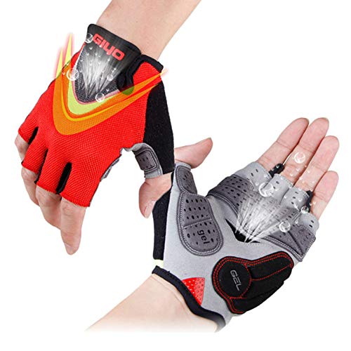 Bruce Dillon Guantes de Ciclismo de Verano Gel Medio Dedo a Prueba de Golpes Fitness Fitness Guantes Bicicleta de montaña Bicicleta de montaña Guantes de Bicicleta Hombres y Mujeres - Negro XM