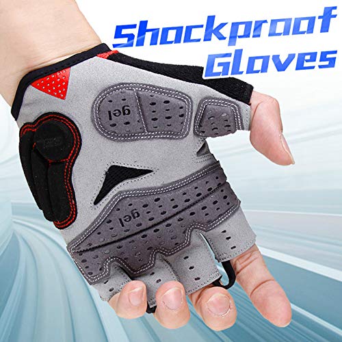 Bruce Dillon Guantes de Ciclismo de Verano Gel Medio Dedo a Prueba de Golpes Fitness Fitness Guantes Bicicleta de montaña Bicicleta de montaña Guantes de Bicicleta Hombres y Mujeres - Negro XM