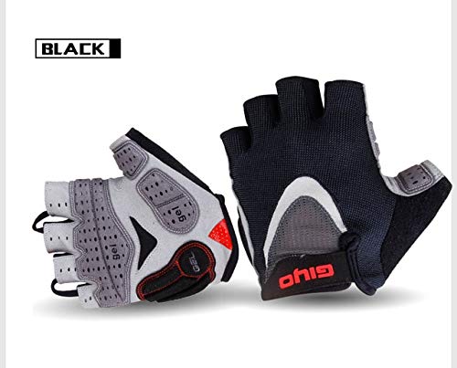 Bruce Dillon Guantes de Ciclismo de Verano Gel Medio Dedo a Prueba de Golpes Fitness Fitness Guantes Bicicleta de montaña Bicicleta de montaña Guantes de Bicicleta Hombres y Mujeres - Negro XM