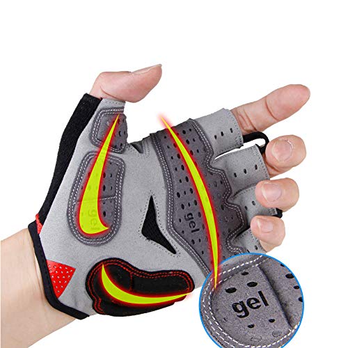 Bruce Dillon Guantes de Ciclismo de Verano Gel Medio Dedo a Prueba de Golpes Fitness Fitness Guantes Bicicleta de montaña Bicicleta de montaña Guantes de Bicicleta Hombres y Mujeres - Negro XM