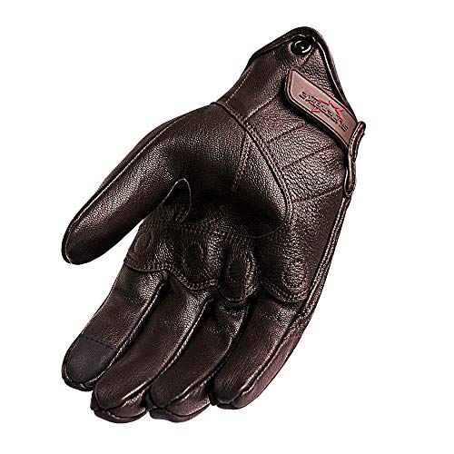 Bruce Dillon Guantes de Moto con Pantalla táctil Guantes de Cuero para Hombre Guantes de Moto de Carreras Guantes de Moto Guantes de Moto - no Perforado marrón XLX