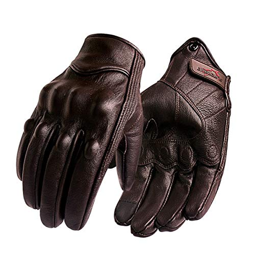 Bruce Dillon Guantes de Moto con Pantalla táctil Guantes de Cuero para Hombre Guantes de Moto de Carreras Guantes de Moto Guantes de Moto - no Perforado marrón XLX