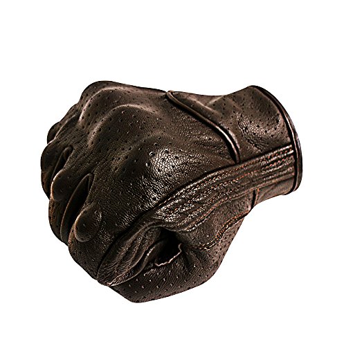 Bruce Dillon Guantes de Moto con Pantalla táctil Guantes de Cuero para Hombre Guantes de Moto de Carreras Guantes de Moto Guantes de Moto - no Perforado marrón XLX