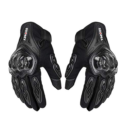 Bruce Dillon Guantes de Moto Guantes de Moto de Carreras para Hombre Guantes de conducción de Motocross Guantes de Verano Transpirables para Dedo Completo - SU-10 Negro X XXL