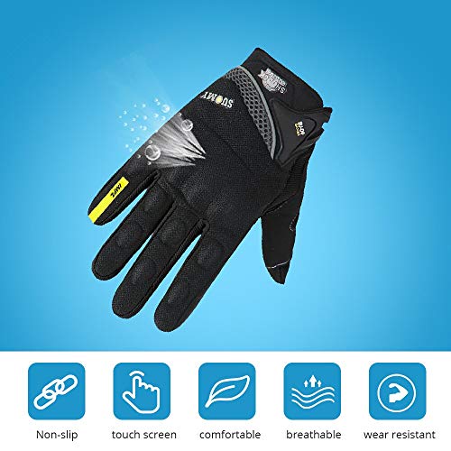 Bruce Dillon Guantes de Moto Guantes de Moto de Carreras para Hombre Guantes de equitación de Motocross Guantes Transpirables de Verano para Dedo Completo - Negro 2 XM