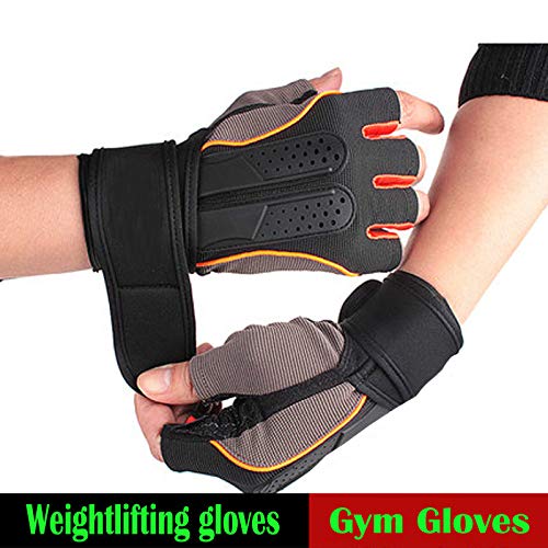 Bruce Dillon Guantes Deportivos de Gimnasia Deportiva Entrenamiento físico Culturismo Ejercicio Conjunto de muñecas Guantes Deportivos Hombres y Mujeres - Naranja XL