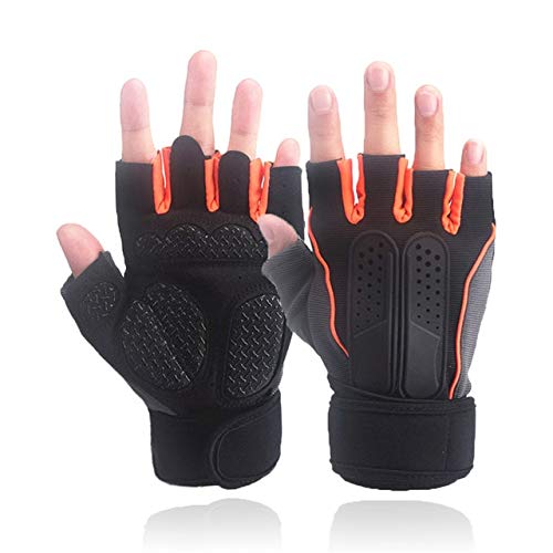 Bruce Dillon Guantes Deportivos de Gimnasia Deportiva Entrenamiento físico Culturismo Ejercicio Conjunto de muñecas Guantes Deportivos Hombres y Mujeres - Naranja XL