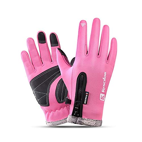 Bruce Dillon Men Women Waterproof Fleece Ski Warm Gloves Windproof Outdoor Winter Gloves Cycling Touch Screen Gloves Anti Slip Mittens Gift - Pink Gloves X S Palm Width 6-7CM
